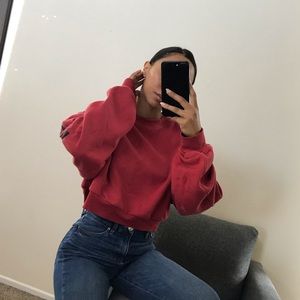 Red adidas crop sweatshirt